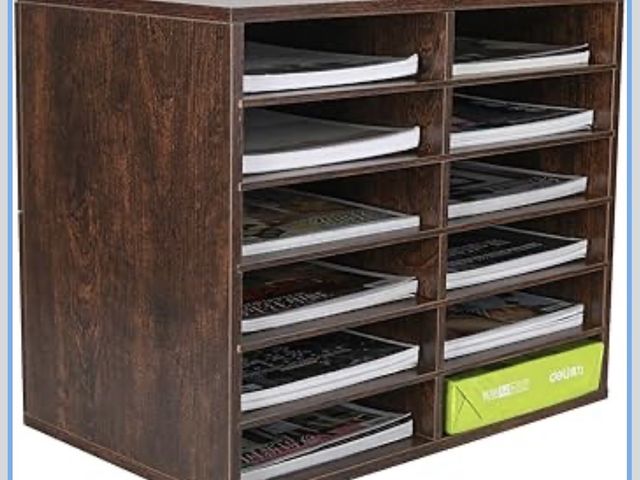 Lot 96-198897 - PAG Mail Sorter, Wood Countertop Literature Organizer, Student Mailbox for Classroom, Desktop Bill P...