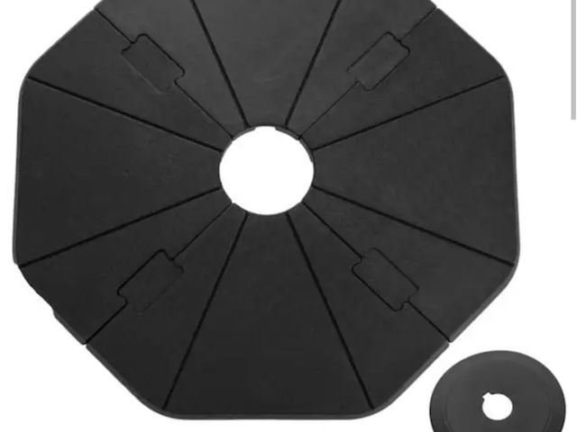 Lot 96-227969 - Kadehome 208 lb. Fillable Patio Umbrella Base in Black 4-Piece Cantilever Offset Umbrella Base New