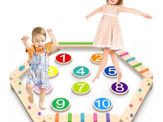 Lot 96-165053 - Balance Beam for Kids – Interlocking Balancing Beams – Pads &amp; Beams – Active Play for Toddlers, ...