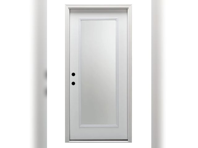 Lot 96-173448 - Primed, Right-Hand Inswing, Clear Glass, Full Lite, Single Prehung Front Door, 36" x 80"
Appears Lig...