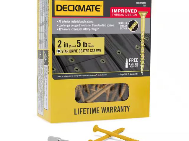 Lot 96-190034 - DECKMATE
#9 x 2 in. Tan Torx Flat-Head Wood Deck Screw (5 lbs. / 207-Piece)
New