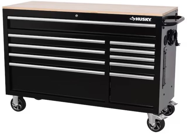 Lot 96-232375 - Husky Modular Tool Storage 52 in. W x 20 in. D Standard Duty Black Mobile Workbench Cabinet MSRP $54...