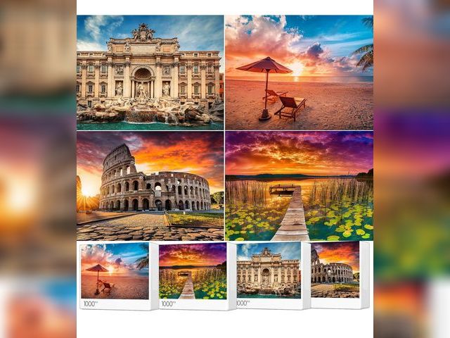 Lot 96-198706 - 4 Pack 1000 Pieces of Jigsaw Puzzles for Adults, Puzzles for Adults - Zion &amp; Yellowstone &amp; G...