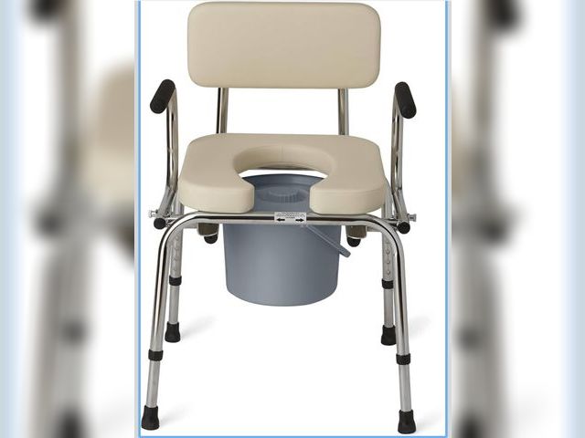 Lot 96-198008 - Medline Drop Arm Commode with Padded Seat and Backrest, Durable Toilet Chair for Adults and Seniors,...