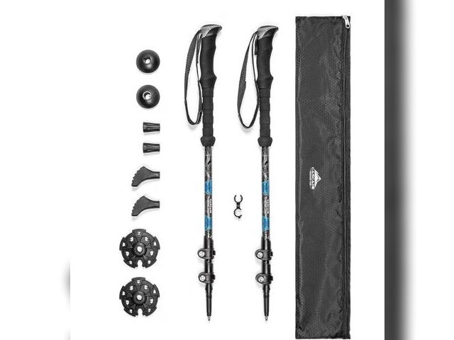 Lot 96-186642 - Cascade Mountain Tech Trekking Poles - Carbon Fiber Walking or Hiking Sticks with Quick Adjustable L...