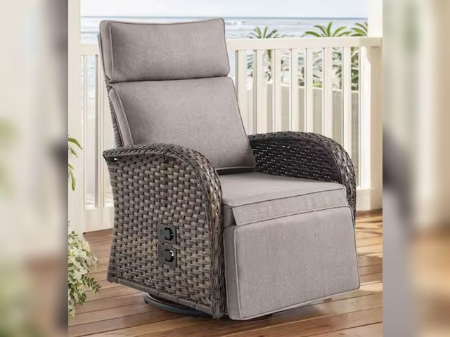 Lot 96-162219 - moosprr
SleekArm Brown 1-Piece Wicker Outdoor Recliner with Olefin Beige Cushions and Flat Armrests ...