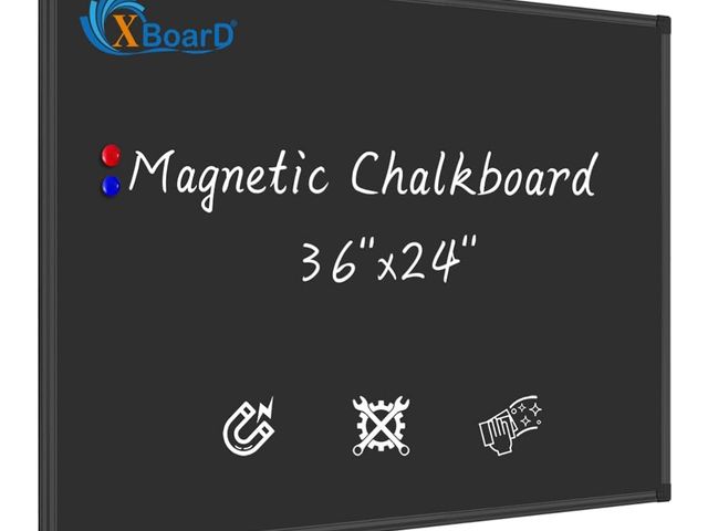 Lot 96-170614 - XBoard Magnetic Chalkboard Blackboard 36 x 24, Black Board with 2 Magnets, Black Aluminium Frame, Pi...