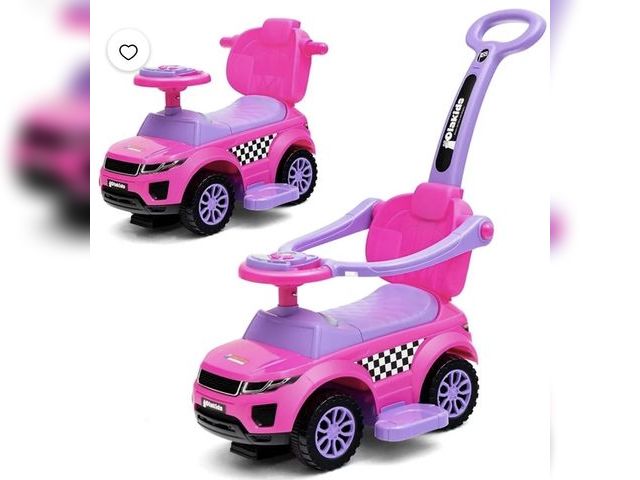 Lot 96-232608 - OLAKIDS 4 in 1 Ride on Push Car, Toddlers Stroller Sliding Walking Toy with Horn, Music, Lights, Rem...