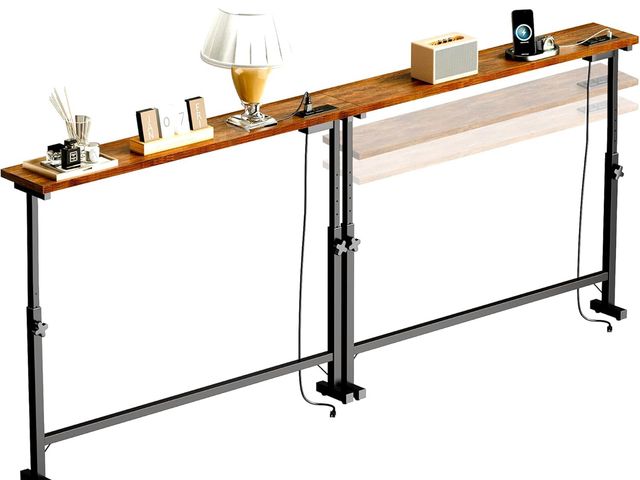 Lot 96-178969 - 2 Pack 79" Narrow Console Table with Adjustable Height(23"-31") Behind Couch Sofa Table with 2 Power...