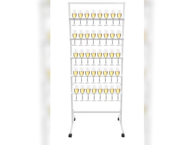 Lot 96-177387 - Champagne Wall Holder for Party, 5-Tier Steel Champagne Tower, Champagne Flutes Display Stand, Wine ...