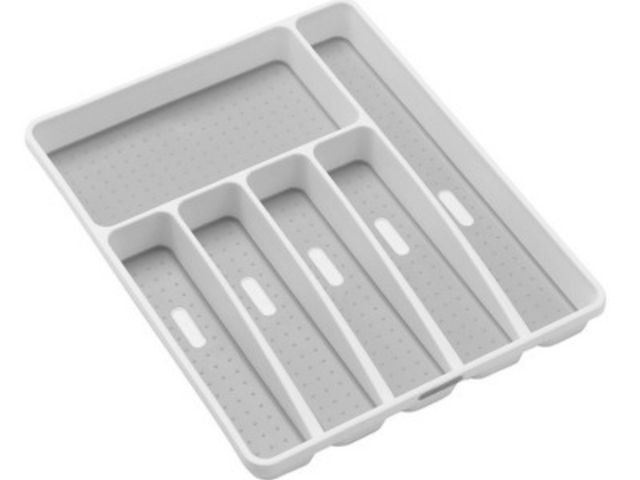 Lot 96-232405 - White Madesmart 6-Compartment Plastic Silverware Tray New