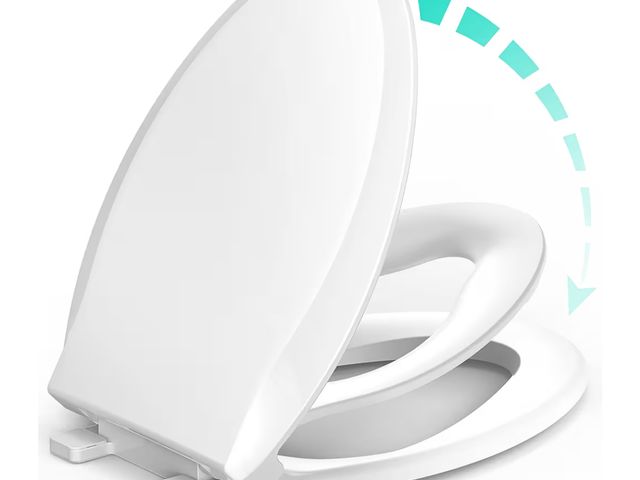 Lot 96-181044 - Elongated Toilet Seat with Built-in Potty Training Seat for Toddlers&amp; Adults, Slow Close, Never ...