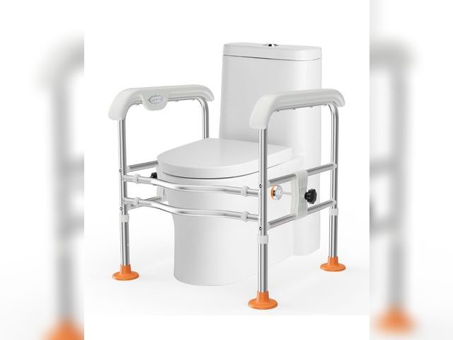 Lot 96-175727 - Heavy Duty Toilet Safety Rails for Seniors (665lbs), Adjustable LED Toilet Safety Frame with Handles...