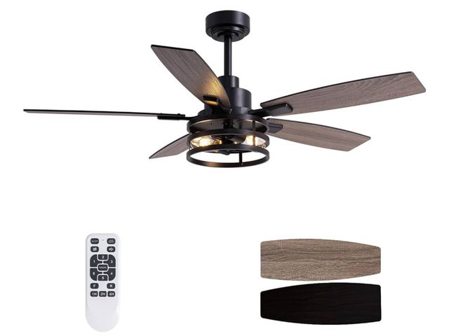 Lot 96-165056 - 52 Inch Ceiling Fan Ceiling Fans
Remote Control with Lights for Bedroom Living Room Black-2

NEW 
MS...