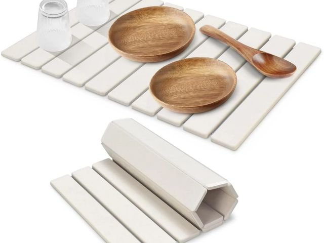 Lot 96-193958 - Large Foldable Stone Dish Drying Mats for Kitchen Counter , Quick Dry Dish Drying Mat,Eco-friendly A...