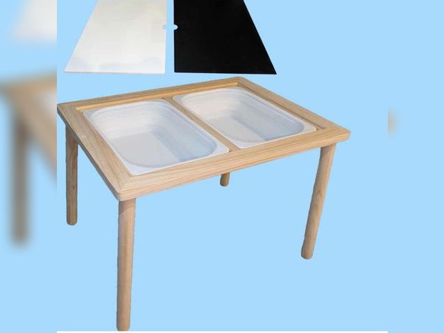 Lot 96-176906 - Flip and Fun Real Wood Interactive Imagination Discovery and Sensory Activity Table for Kids with Re...