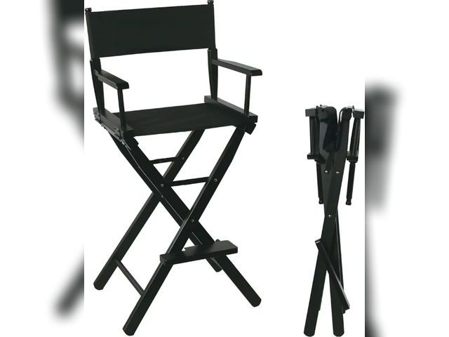 Lot 96-148563 - Tall Directors Chair Foldable 30'', Makeup Chair Black for Makeup Artist, 250lbs Capacity Solid Hard...
