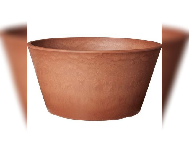 Lot 96-179474 - PSW Pot Collection TD25TC Plastic/Stone/Wood Composite Shallow Bulb Pan - No Drainage Hole (Drillabl...