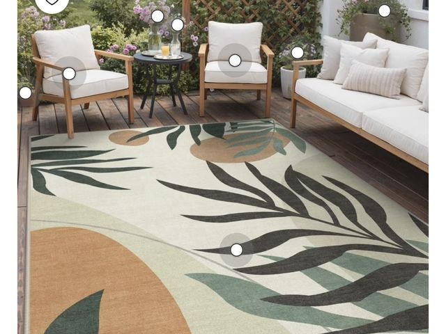 Lot 96-232912 - DEORAB Outdoor Rug 8'X10' Chenille Patio Carpet Three-Layer Material Imitation Silicone Spot Molding...