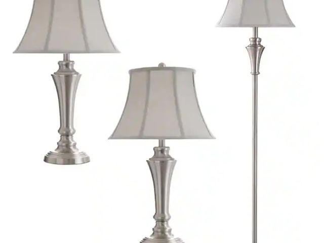 Lot 96-162184 - StyleCraft
61 in. Brushed Nickel Table and Floor Lamp Set (3-Piece)
Appears Unused / Loose pieces in...