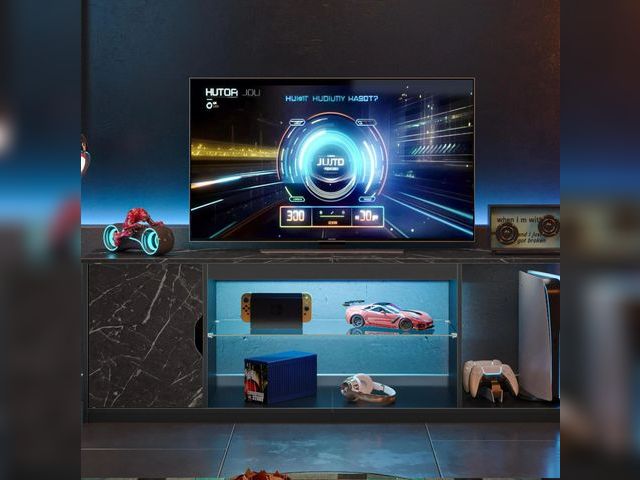 Lot 96-180860 - Bestier LED TV Stand for 60/65 inch TV PS5 Gaming Entertainment Center for TVs with Storage Cabinet ...