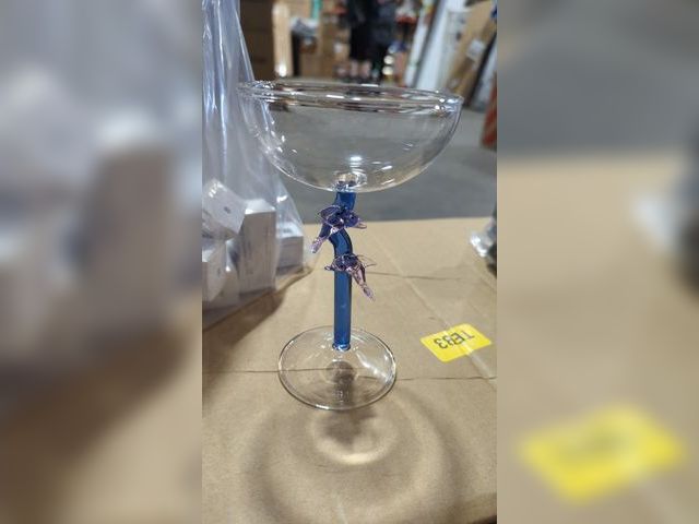Lot 96-177991 - whatAmug 3D Dolphin Martini Glasses, 6.8oz Champagne Coupe Set of 2, Dishwasher Safe, Unique Barware...