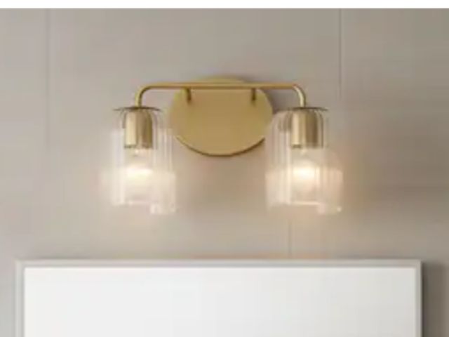 Lot 96-211586 - Generation Lighting Eisele 14 in. W x 8.5 in. H 2- Light Satin Brass Dimmable Bathroom Vanity Light ...