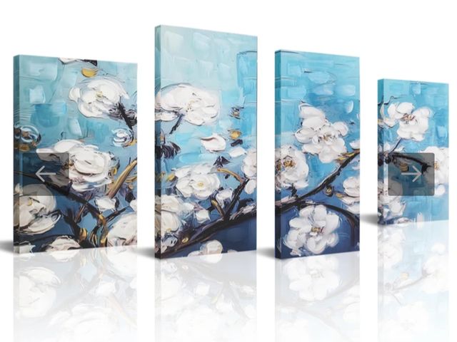 Lot 96-166294 - Vefacaiyo Abstract Floral Wall Art White Floral Oil Paintings Style Texture Canvas Wall Decor for Of...