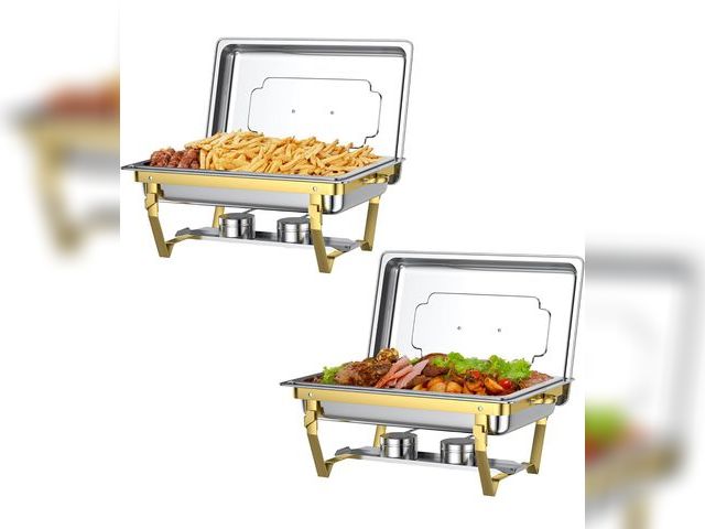 Lot 96-170542 - Chafing Dishes for Buffet Set: Chafers for Catering - Chafing Dish Buffet Set with Lids | Chafers an...