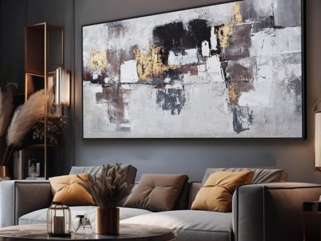 Lot 96-163937 - Wall Art Wall Decor Bedroom Pictures Artwork Abstract Wall Art Black And Gold Artwork Large Size Mod...