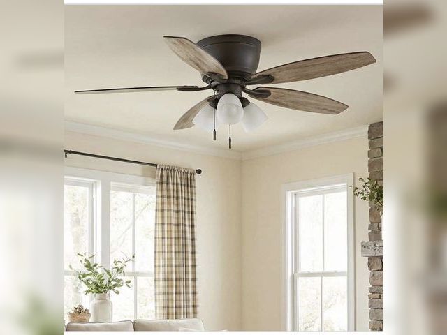 Lot 96-211104 - Hampton Bay Sidlow 52 in. Indoor LED Bronze Hugger Dry Rated Ceiling Fan with 5 QuickInstall  Revers...