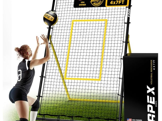 Lot 96-169525 - Adjustable Volleyball Rebounder Net 7x4 ft – Bounce Back Training Equipment with Angle Customization...