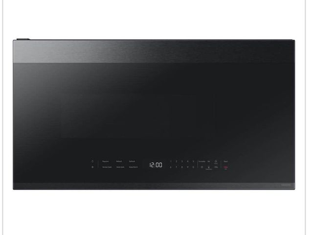 Lot 96-175302 - Samsung Bespoke Smart 2.1 cu. ft.
1000 W Matte Black Steel Over-the-Range Microwave w/ Auto Connecti...