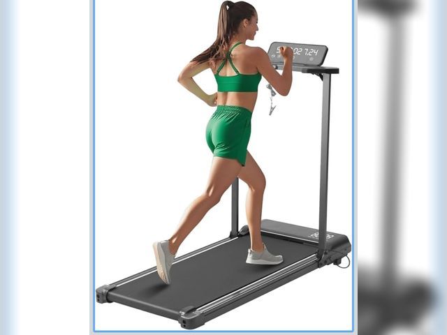 Lot 96-190638 - Compact Walking Pad with Handle Bar, Foldable Electric Treadmill with Handles and 3.5HP Powerful, Po...