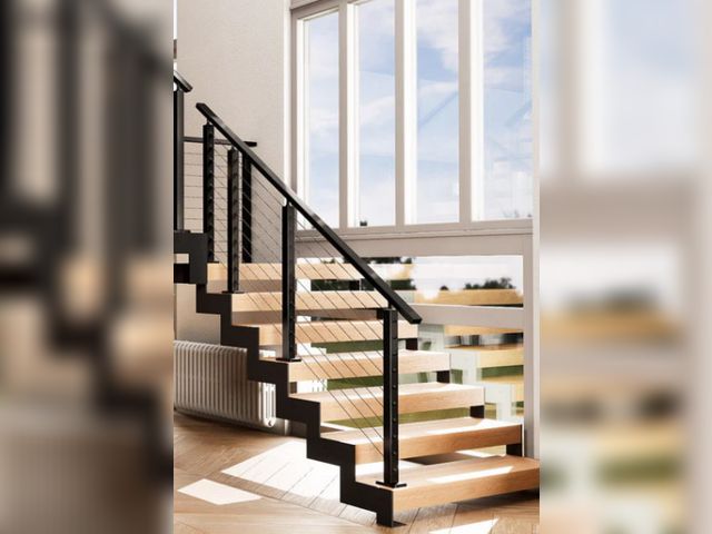 Lot 96-209933 - Muzata 10-15FT Modular Black Cable Railing Kit 36 Inch 3 Stair Post Kit Complete Set Cable Railing S...