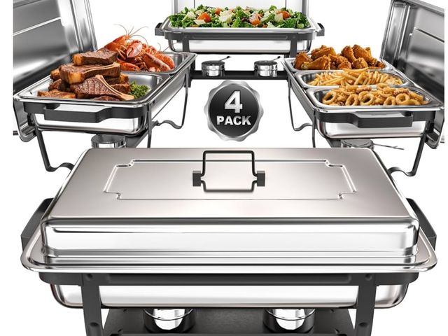 Lot 96-172117 - sifer Chafing Dishes for Buffet 9Qt 4 Pack [Multi-Size Food Pans] | Chafing Dishes with 80% Faster [...
