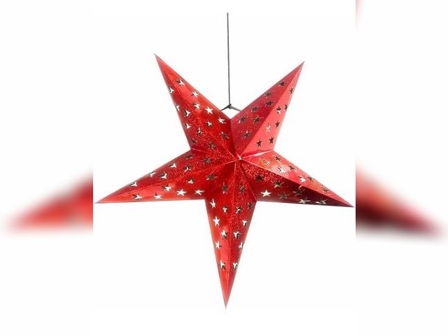 Lot 96-187873 - Paper Star Lantern 30 Inch in Red, Large Hanging Star Lamp for Decorations of Christmas, New Year, B...