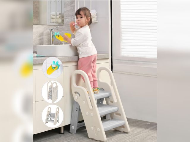 Lot 96-178865 - Onasti Foldable Step Stool for Bathroom Sink, Adjustable 3 Step Stool for Kids Toilet Potty Training...