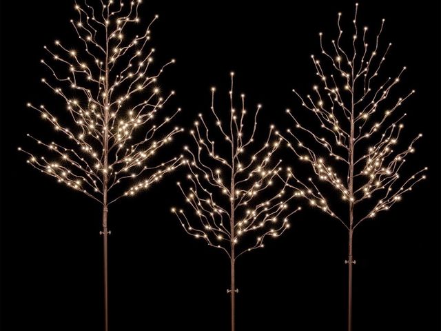 Lot 96-226408 - Star Light Tree Set (3ft, 5ft &amp; 6ft) – Warm White LEDs (112/200/240), Dimmable, Indoor &amp; Out...