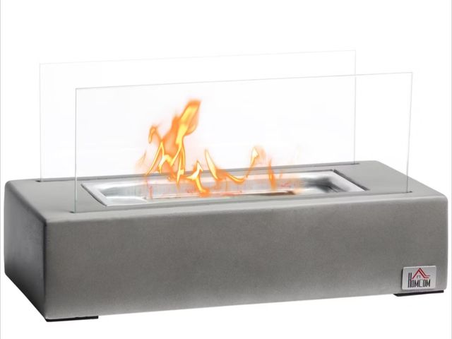 Lot 96-176609 - Tiny Tabletop Fire Pit with Real Flame and Safety Design for Living Room, Gray, new