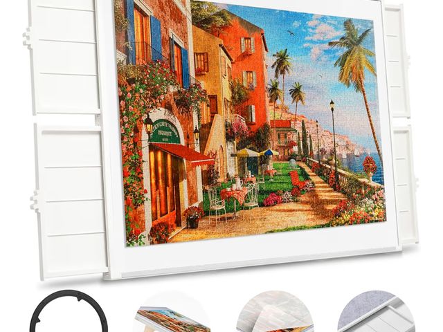 Lot 96-178896 - Rotating Puzzle Board with Drawers and Cover, Dual-Sided Portable Jigsaw Puzzle Table,Tilt&amp;Lazy ...