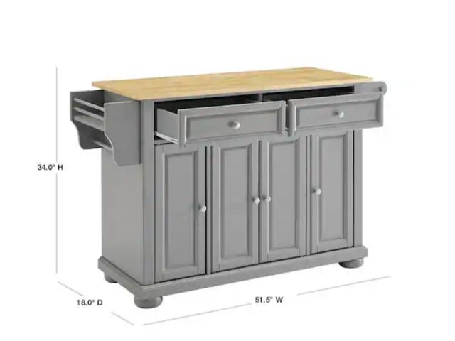 Lot 96-214299 - CROSLEY FURNITURE Alexandria Gray Kitchen Island with Wood Top New MSRP $378