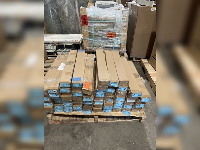 Lot 96-167451 - Pallet of blinds, all appear to be White Cordless Room Darkening Vinyl Mini Blinds with 1 in. Slats-...