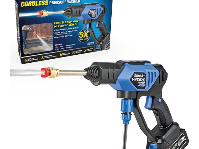 Lot 96-176304 - Ontel Turbo Jet HydroX5 Pro Portable Cordless Pressure Washer (21V 3000mAh Battery), 6-in-1 Nozzle, ...