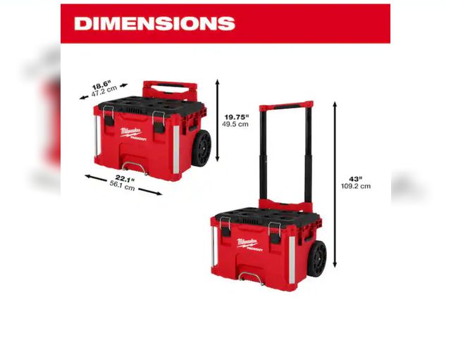 Lot 96-182982 - Milwaukee PACKOUT 22 in. Rolling Modular Tool Box Low Profile Handle new, MSRP $169