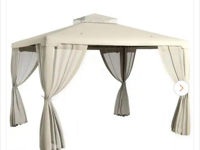 Lot 96-159630 - Outsunny
9.6 ft. x 11.6 ft. White Outdoor Canopy Shelter with 2-Tier Roof and Netting, Steel Frame a...