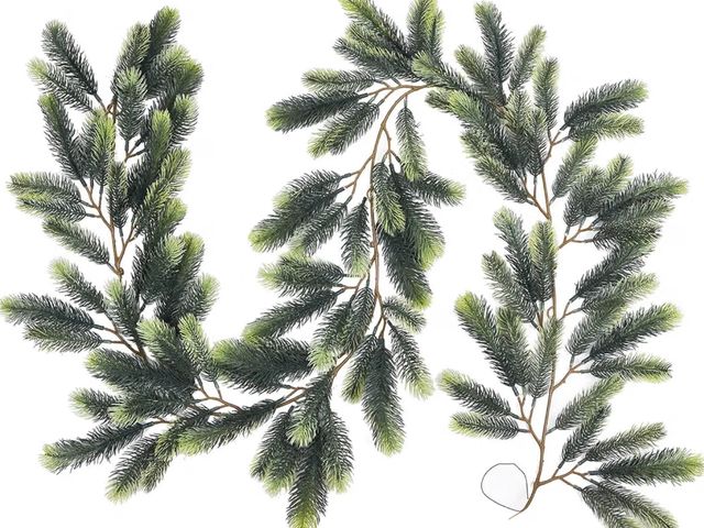 Lot 96-233223 - Janinka 3 Pcs 6 ft Christmas Pine Garland Decor, No Bow | Artificial Greenery for Mantle Fireplace T...
