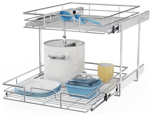 Lot 96-211419 - ROOMTEC Individual Pull Out Cabinet Organizer (20" W x 21" D), 2 Tier Spice Rack Organizer for Cabin...