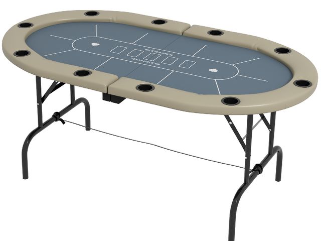 Lot 96-160165 - Soozier Foldable Poker Table Blackjack Texas Holdem Poker Game Table with Cup Holders, 70" Oval, Blu...