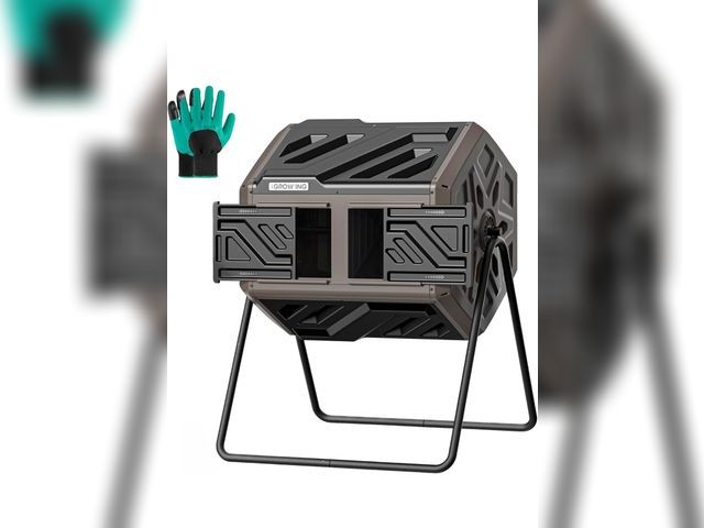 Lot 96-169490 - THEGROW'ING Updated 43 Gallon Compost Bin Outdoor, Fast Assemble Tumbling Composter, Dual Chamber Co...